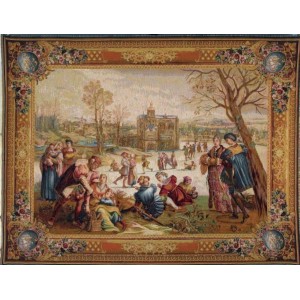 Gobelín Tapisserie Les patineurs ou l'hiver horizontale Gobelín Tapisserie Les patineurs ou l'hiver horizontale